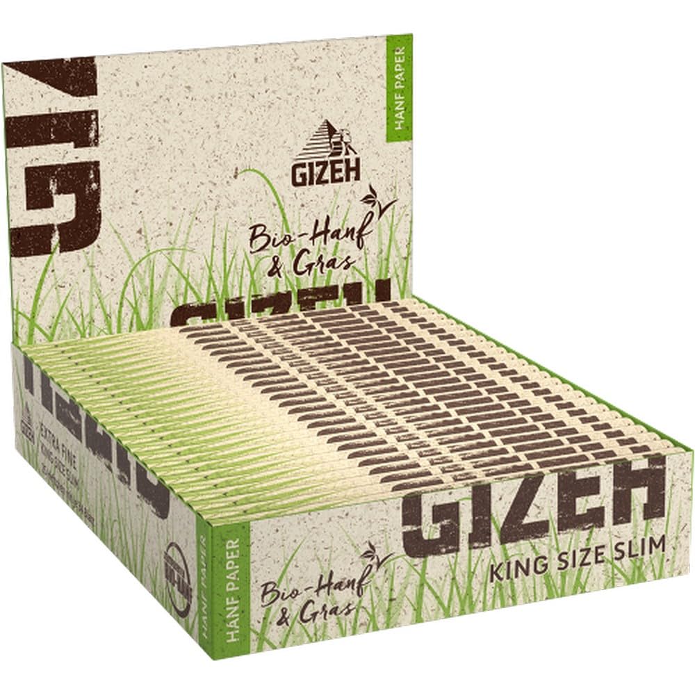 GIZEH Hanf & Gras King Size Slim, 14 g/m² – 25 Heftchen á 34 Blatt