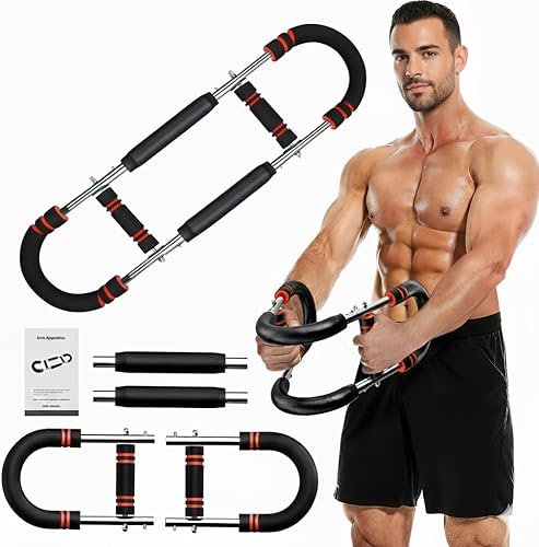 LuxUltra Juego de entrenamiento de brazo Twister, barra giratoria ajustable de 40 a 130 libras para pecho y brazos, equipo de entrenamiento portátil