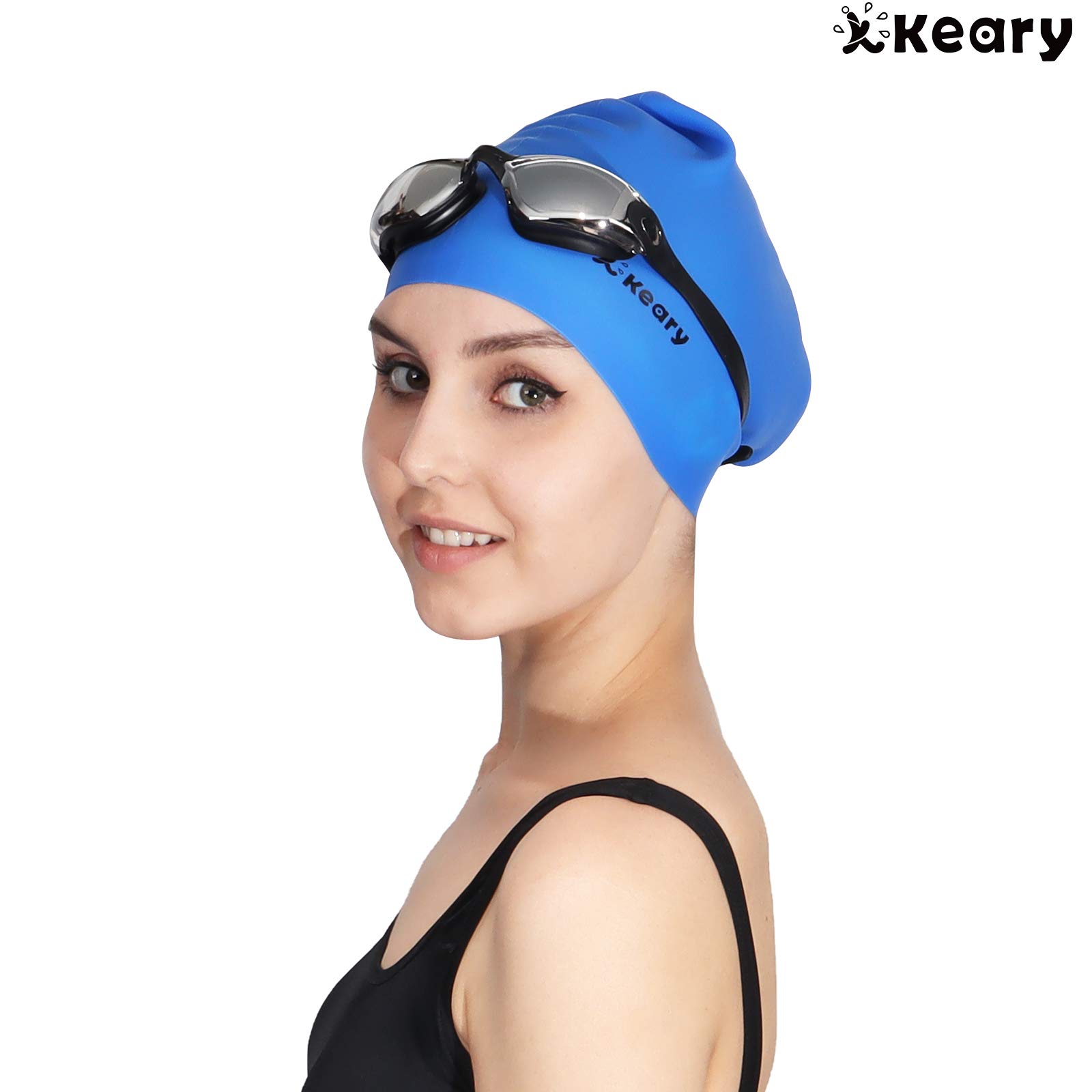 Keary Schwimmbrille 2 Stück Anti-Beschlag-Schwimmbrille für Erwachsene Damen Herren Jugendliche Junior Kinder, verspiegelte Gläser, Triathlon-Schwimmbrille mit 3 Größen Nasenstegen und Ohrstöpseln