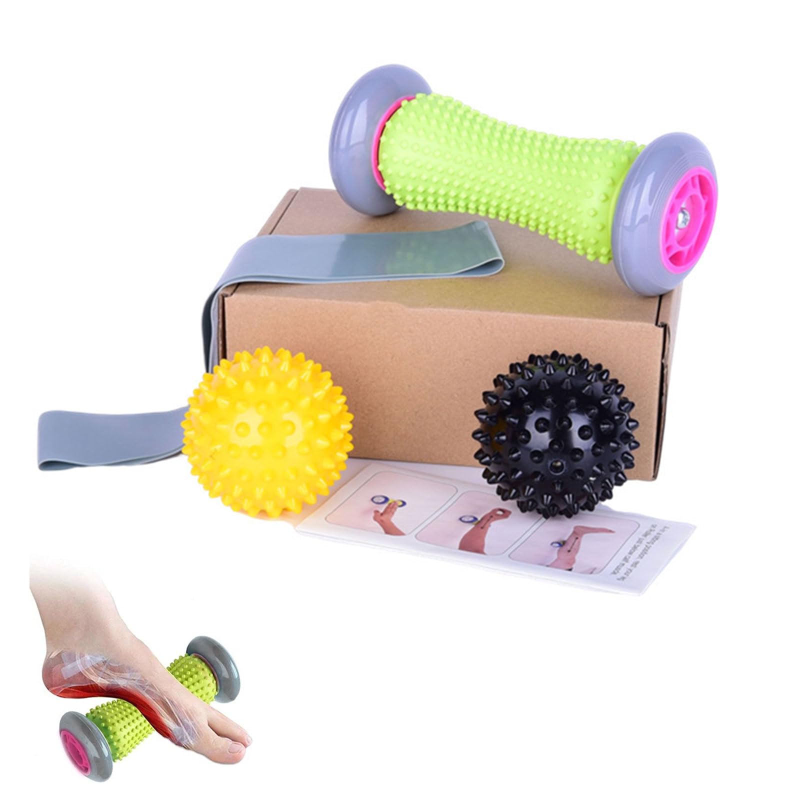 Masajeador de Pies,Pelota Plantar,Rodillo de Masaje para Fascitis Plantar,Kit de Masaje para Fascitis Plantar,Masajeadores de Pies,Herramientas de Liberación Miofascial 4 Pezzi Tokaneit