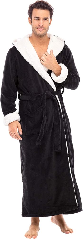 Alexander del rossa men's fleece long hooded bathrobe Clearance