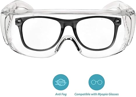 Cindy's Tape Safety Anti Fog Goggles 3-Pack - Over Eyeglasses, Dust/Chemical Splash Proof | ANSI Z87.1 Certified Wrap-Around Eye Protection for Lab, nurse, Construction