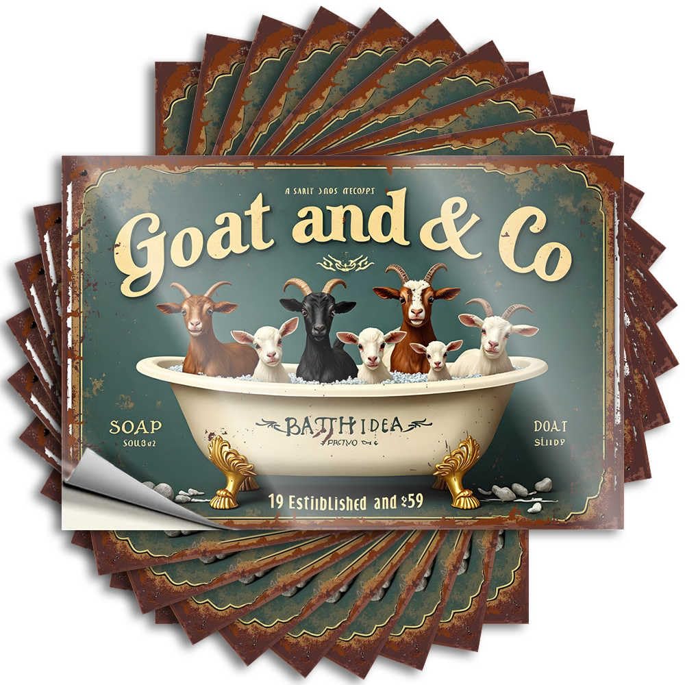 Necessities Bumper - Personalized Motorcross Door Goat & Co: A Whimsical Soap Advertorial Bath Scene(8X12CM)