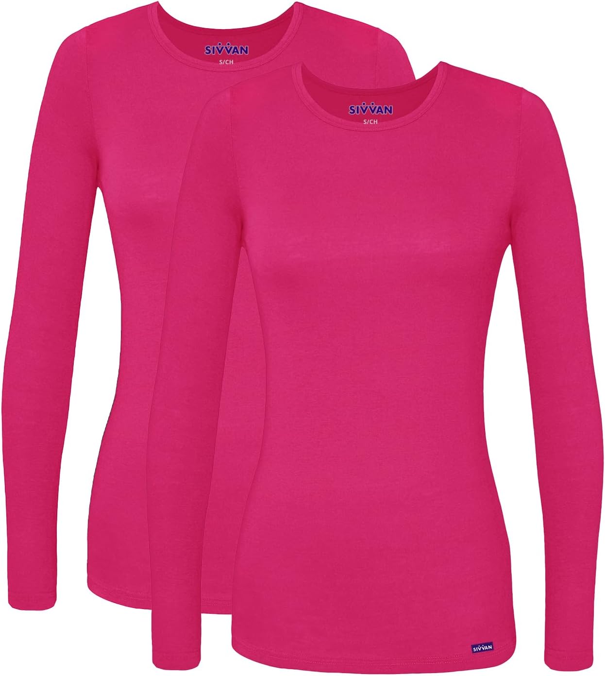 Sivvan Scrubs for Women - Long Sleeve Comfort Underscrub Tee 2-Pack