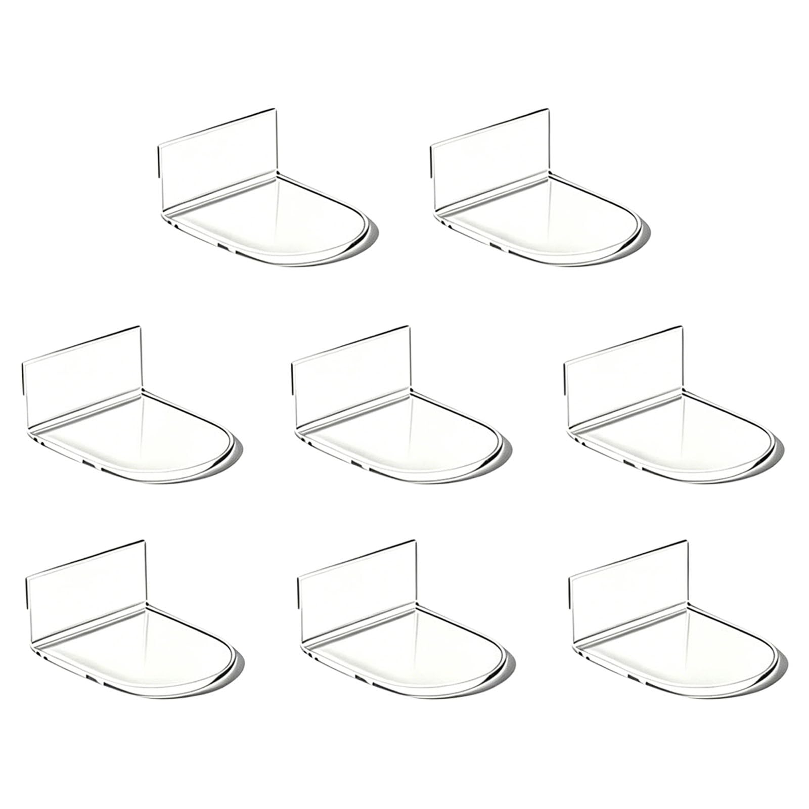Figure Display Shelves Set of 8, Clear Acrylic Wall and Desk Shelves with Adhesive Mounting for Collectibles and Small Decor Small Collectible Display Shelf Clear Acrylic Figure Shelf Wall Desk Action
