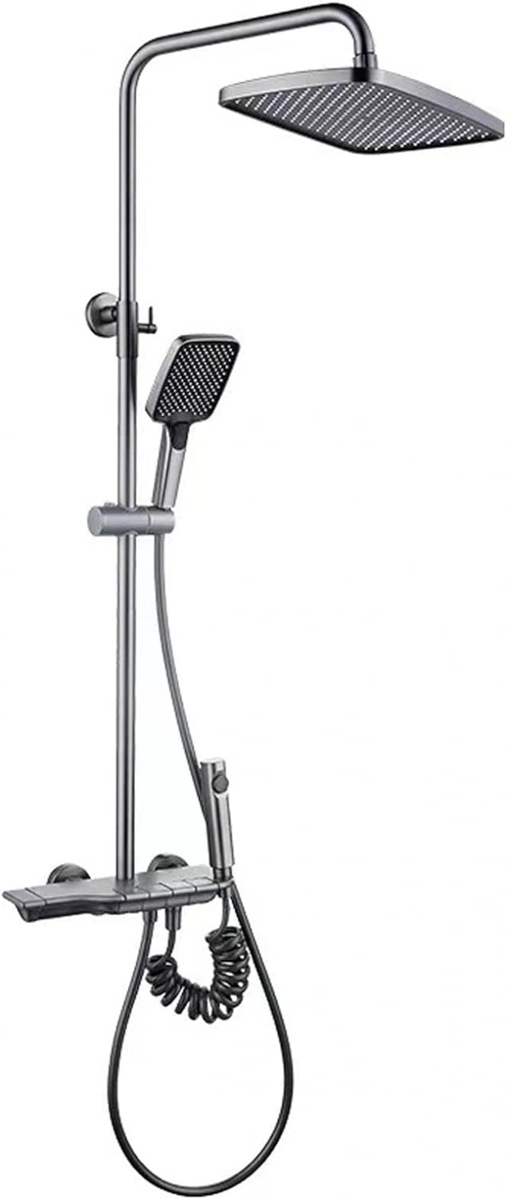 Ensemble robinet de douche effet pluie thermostatique LWX à 4 fonctions avec barre réglable