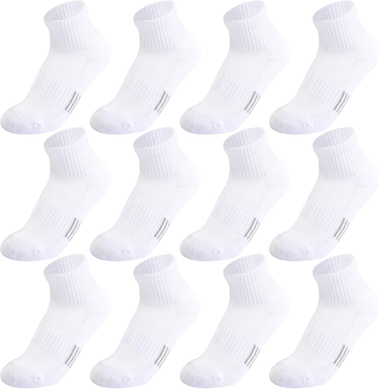 Kids Socks - Breathable Mesh & Cotton Ankle Athletic Socks for Boys & Girls, Youth 6/12 Pairs