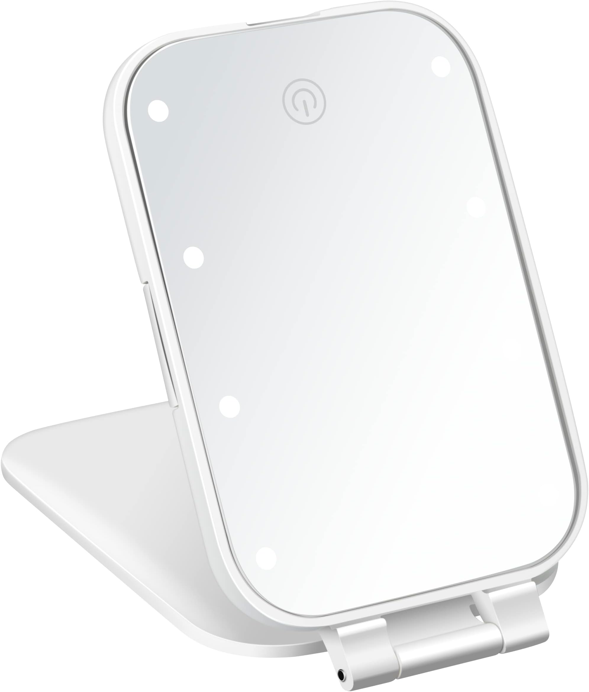Lighted Makeup Mirror with Magnification, Compact Mirror, 1/3X Magnifying Mirror, Travel Mirror with Light, Battery Operated in White