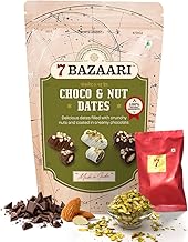 7 BAZAARI™ Premium Choco & Nut Dates - Gluten Free, Natural Ingredients - Assorted Almond Dark Chocolate, Cashew Milk Chocolate- 10pcs (Pack of 1)