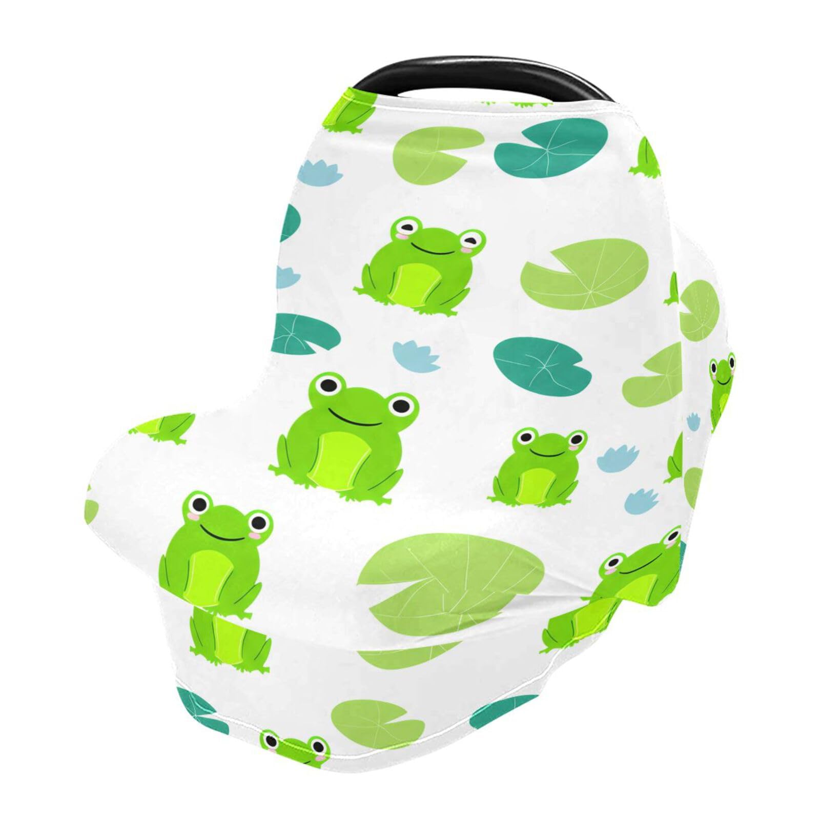 Bulletgxll Cute Frogs Car Seat Covers for Babies Breathable Nursing Breastfeeding Cover Multi-Use Infant Carseat Canopy and Stroller Cover for Boys Girls