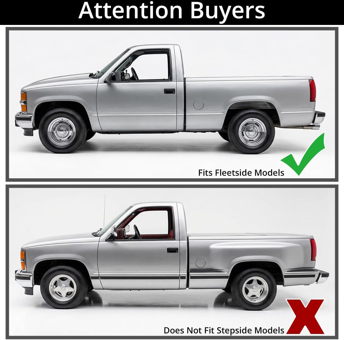 Spec-D Tuning Black Fender Flares Compatible with 2007-2013 Chevy Silverado 1500 2500HD 3500HD Fleetside, Front + Rear, Left + Right Pairs