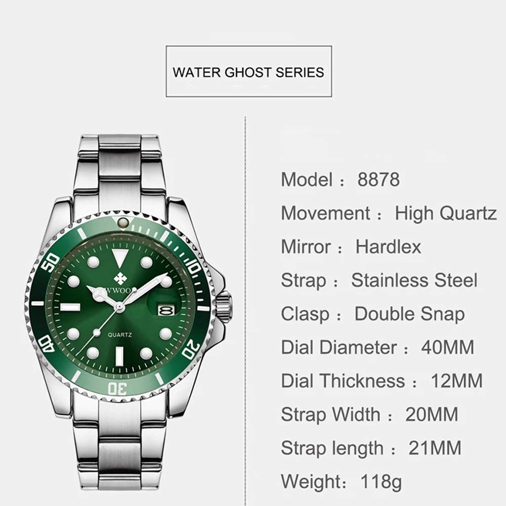 MASTOP Herren Klassisches Design Analog Quarz Uhren Mode Business Uhr Edelstahl Leuchtend Wasserdicht Datum Casual Elegant Armbanduhr für Männer