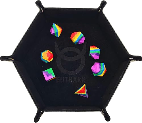 Miniatura 4 de Paquete de 2 bandejas de dados de piel sintética, bandejas de dados plegables portátiles hexagonales para juegos de dados como RPG, DND y otros