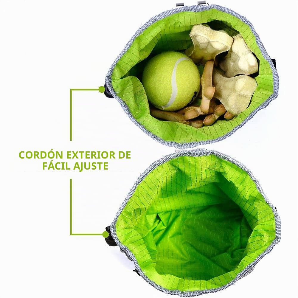 Bolsa De Entrenamiento De Golosinas para Perros - Lleva Fácilmente Juguetes para Mascotas, Croquetas, Golosinas - Dispensador De Bolsas De Caca Incorporado - 3 Formas De Usar - Gris