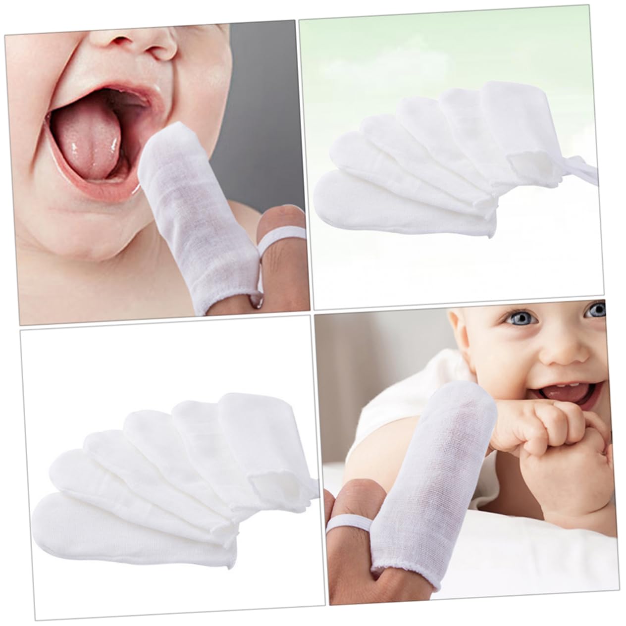 FRCOLOR 3 Set Da 18 Pezzi lettino per le dita di garza detergente per denti da neonato panno per la pulizia della bocca del bambino spazzolino bambino Denti del spazzolino in garza