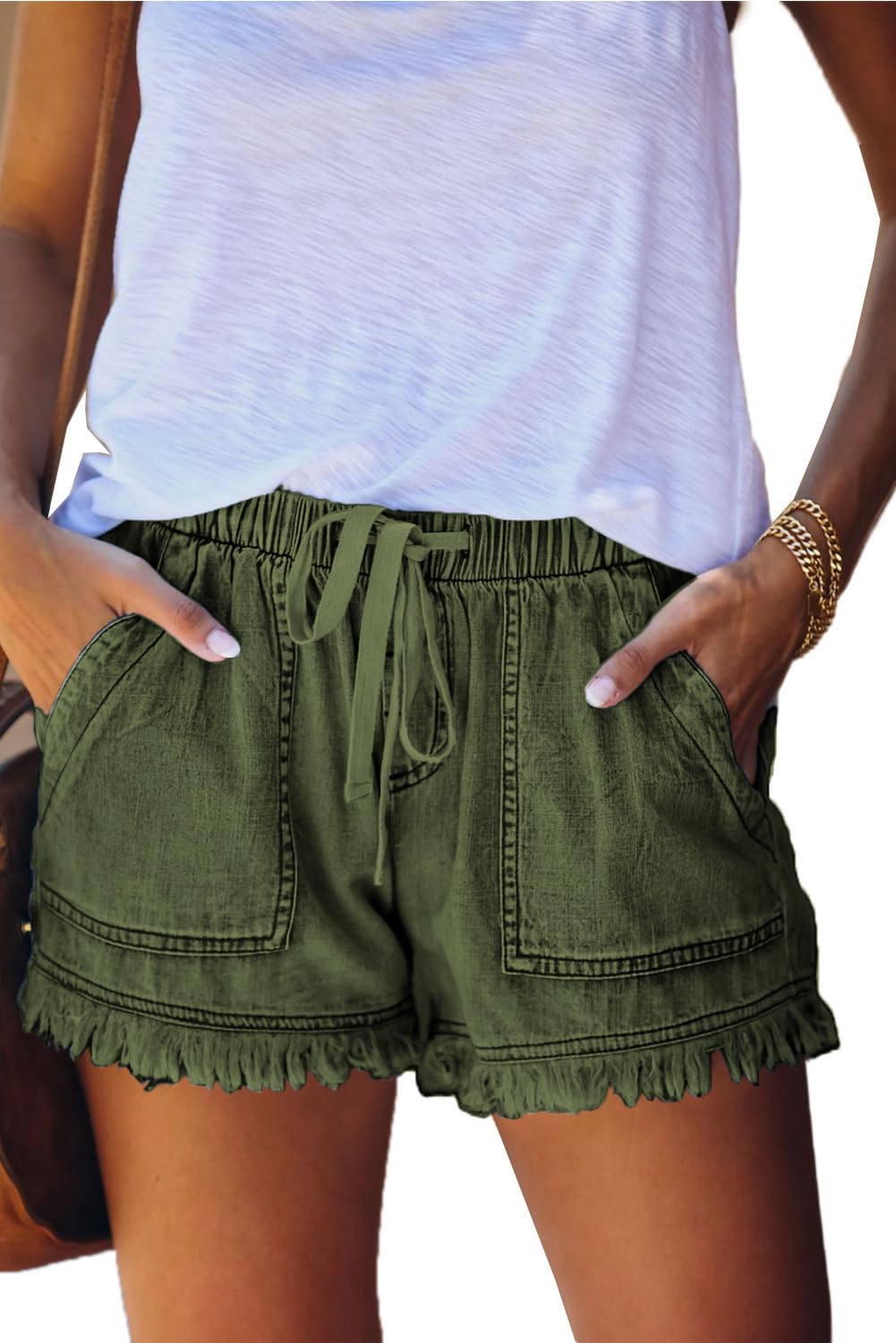 YOCUR Womens Casual Shorts,Lightweight Trendy Comfy Cute Drawstring Shorts