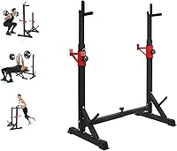 Vista 1 de BESTHLS Adjustable Squat Rack Stand with Barbell Rack, Weight Plate Holder, J Hooks,Dip Bar Station for Bench Press Strength Training Max Load