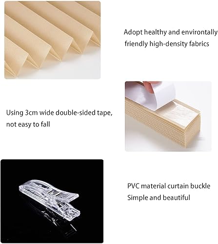 Miniatura 5 de Persianas adhesivas plisadas sin cordones con diseño de cebra, enrollables, cortina opaca para habitación, sala de estar, balcón (negro, 23.6 x 59