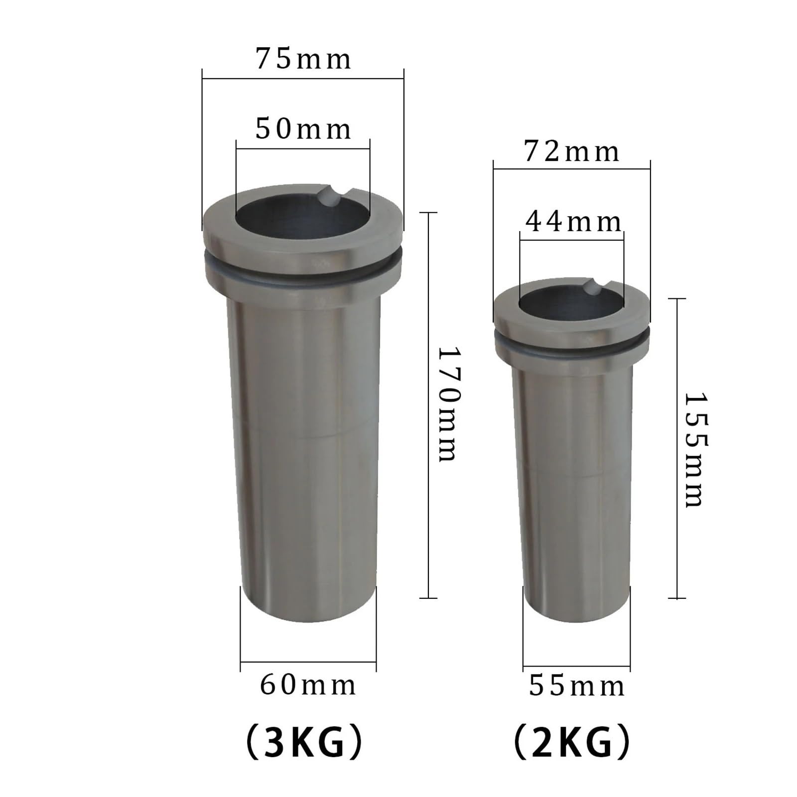 Stampo per fusione di metalli Crogiolo di grafite da 2 kg 3, strumenti fusione del forno crogiolo for resistenza alle alte temperature, affina l'attrezzatura(72x55x155mm)