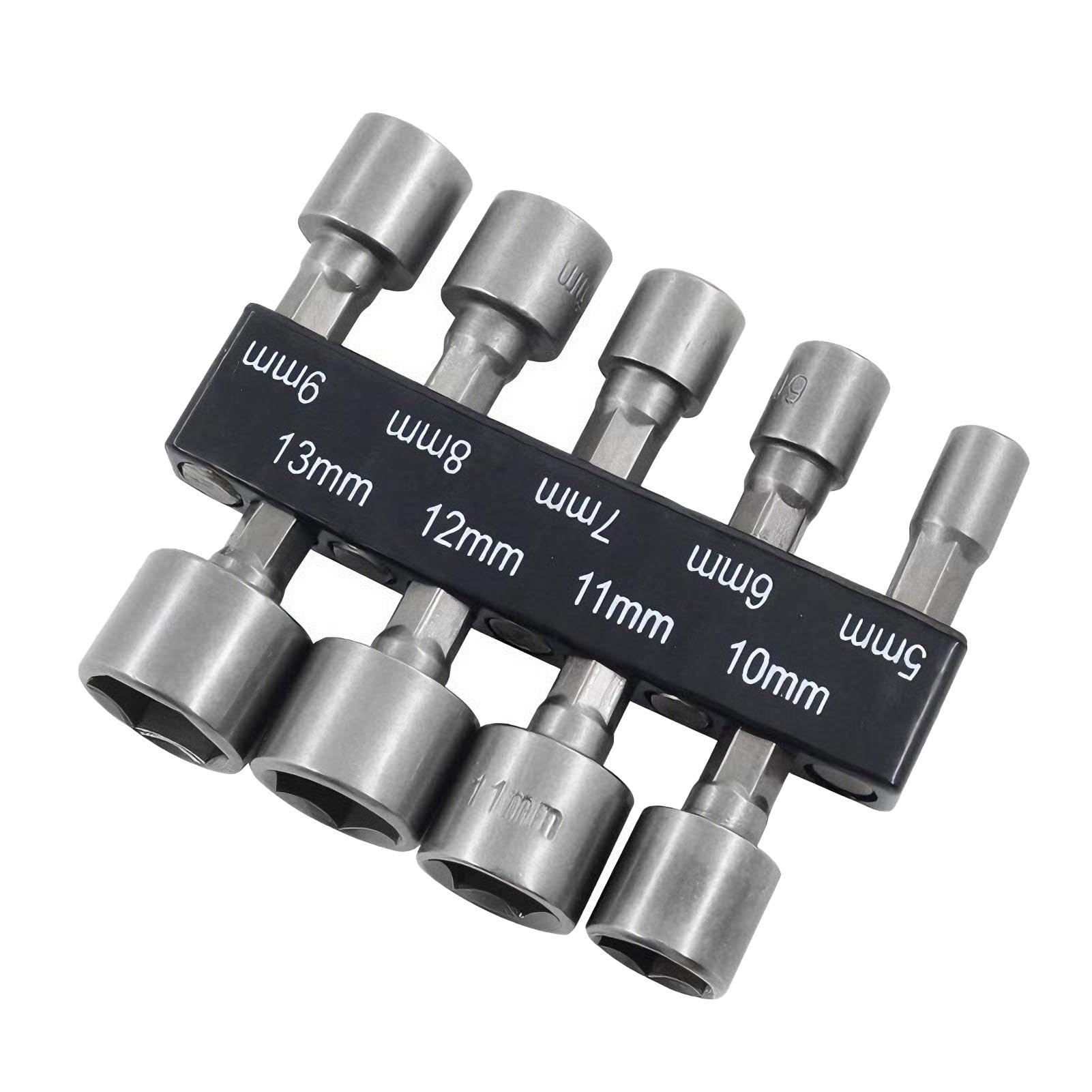 9 Pcs Hex Drill Bits Set, 5-13mm Magnetic Nut Setter Driver with Hex Shank, Chrome Vanadium Steel Metric Socket Drivers for Electric/Manual Drills & Screwdrivers - DIY & Professional Use