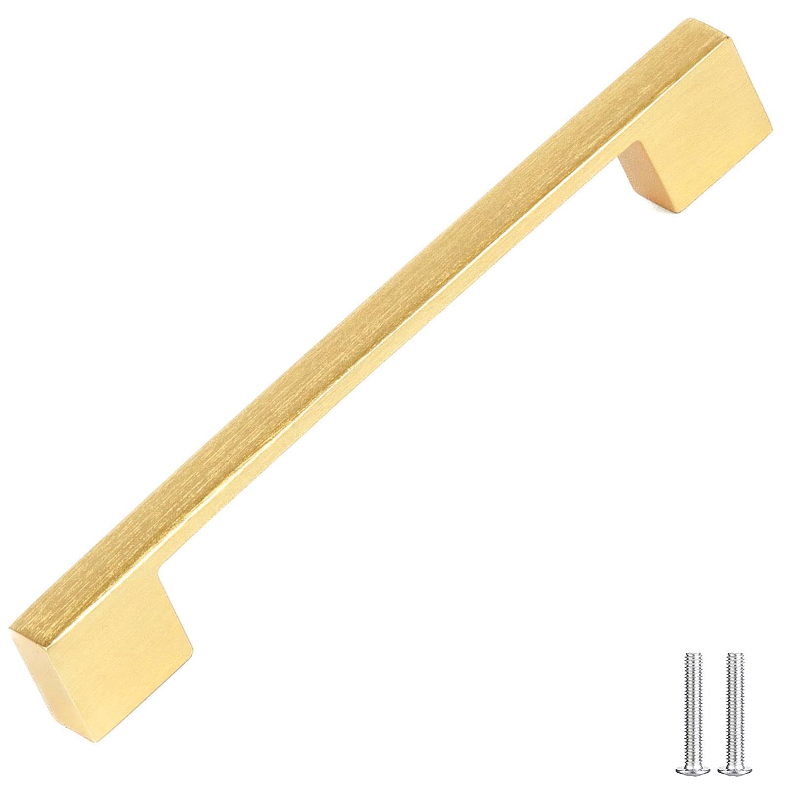 Decoranddecor Gold Dimora D-Shape Cupboard Handles, Rectangular Kitchen Handles For Cupboards, Cabinet Pulls - 224Mm, Matt
