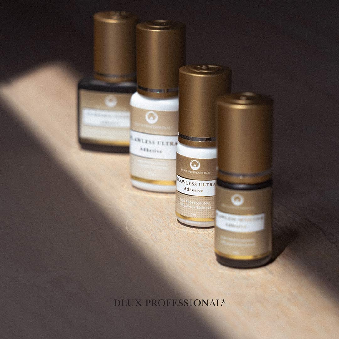 Dlux Professional Colla per Extension Ciglia Flawless Expert, 5ML Nera, Asciugatura Rapida (2-3 sec), Lunga Durata (5-7 sett.)