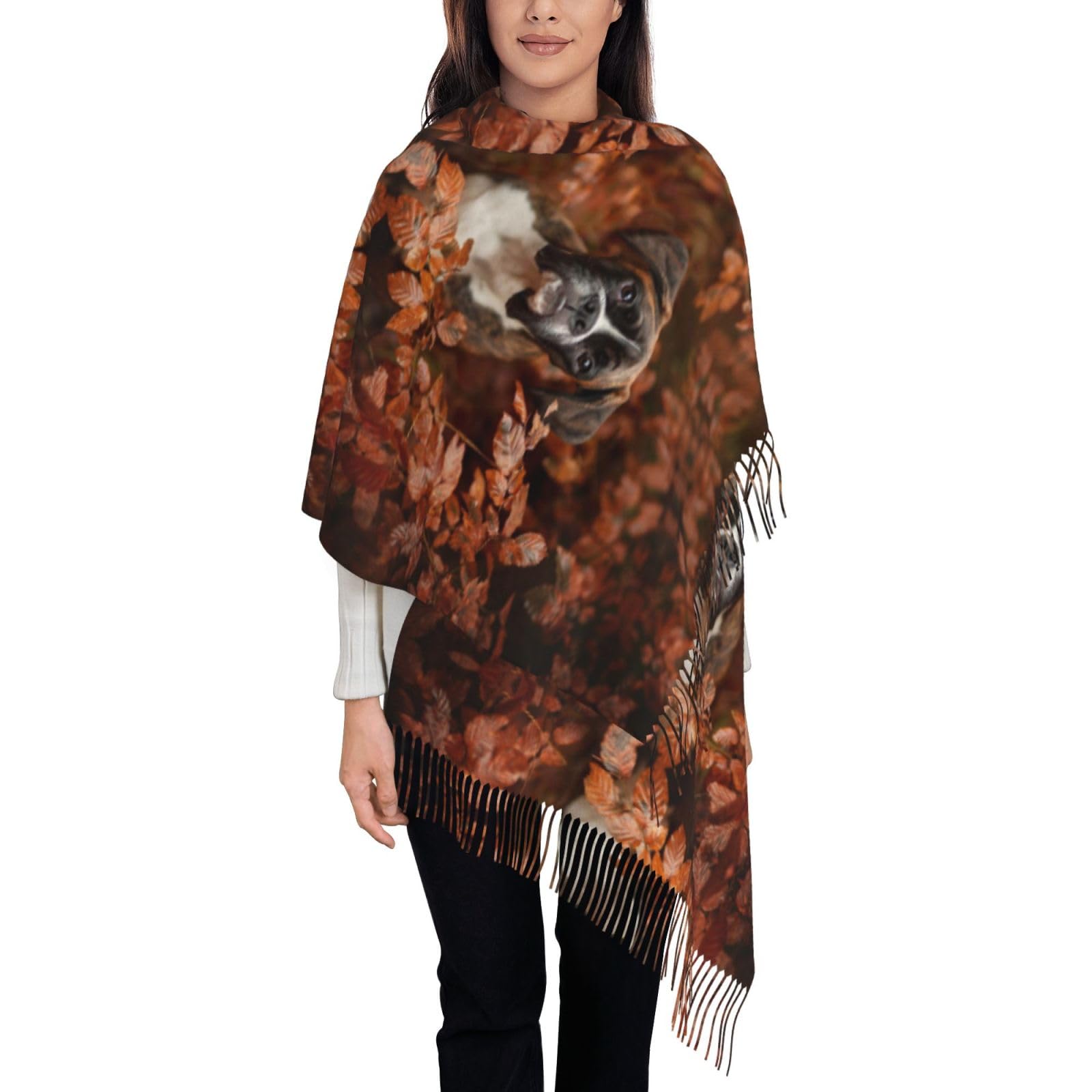 Tcoay Unisex As Picture Faux Cashmere Scarf Women's Printed Shawl Women's Scarf,Boxer Dogs Autumn
