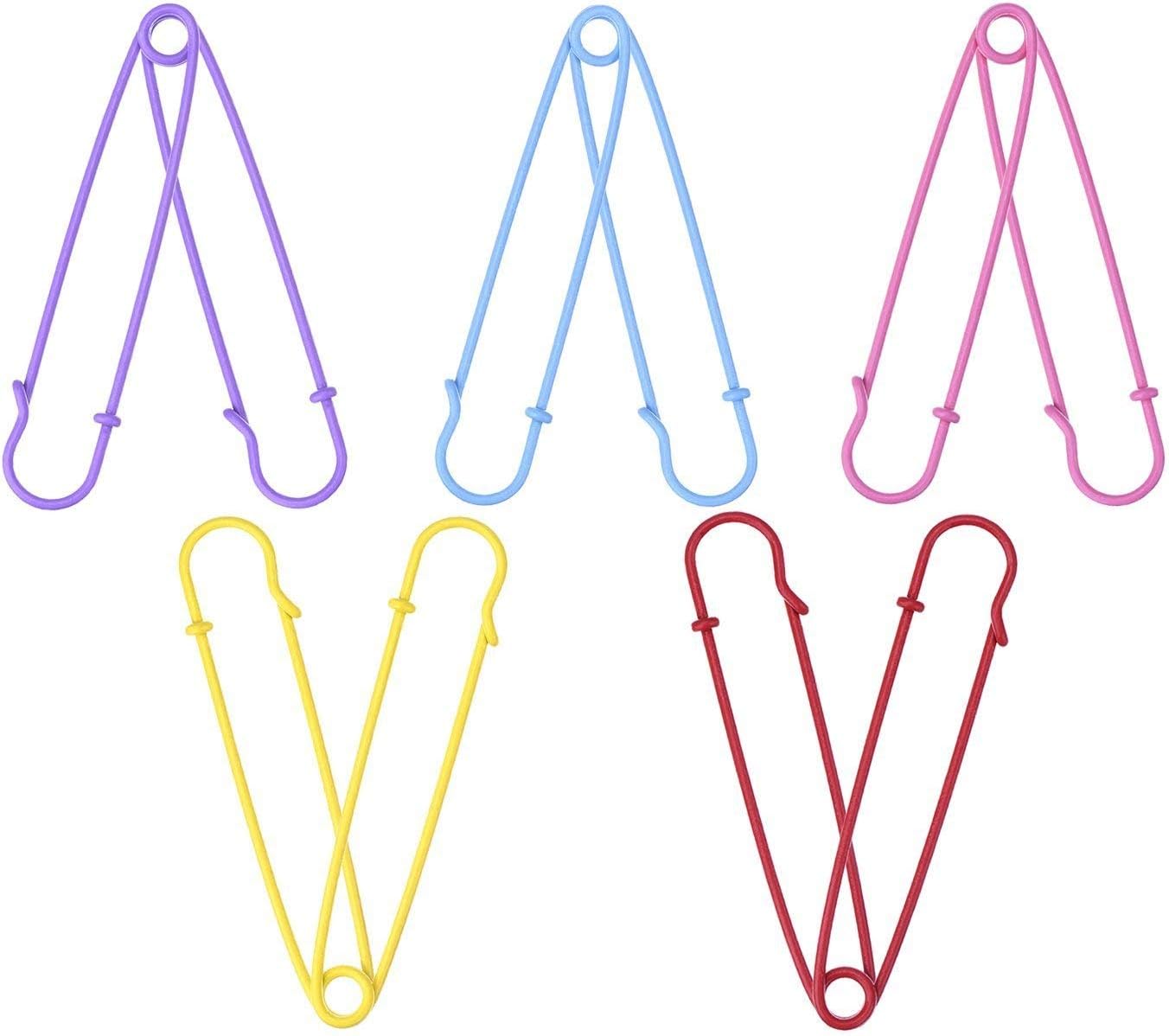 Steel Safety Pins Blanket Pins 4 Inch Extra Large, 5 Colors 10 Pieces