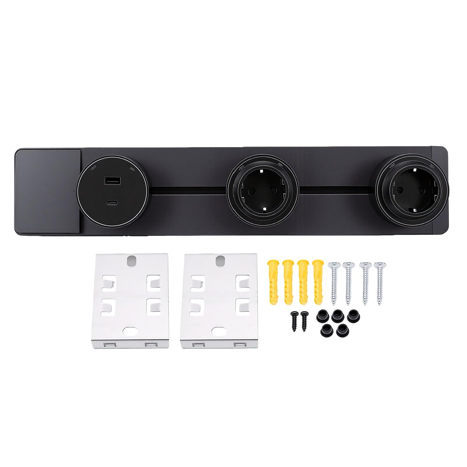Irfora Multipresa Power Track con Porte USB Design Durevole per Cucina e Ufficio Costruzione in Lega di Alluminio Grigia da 40 Cm