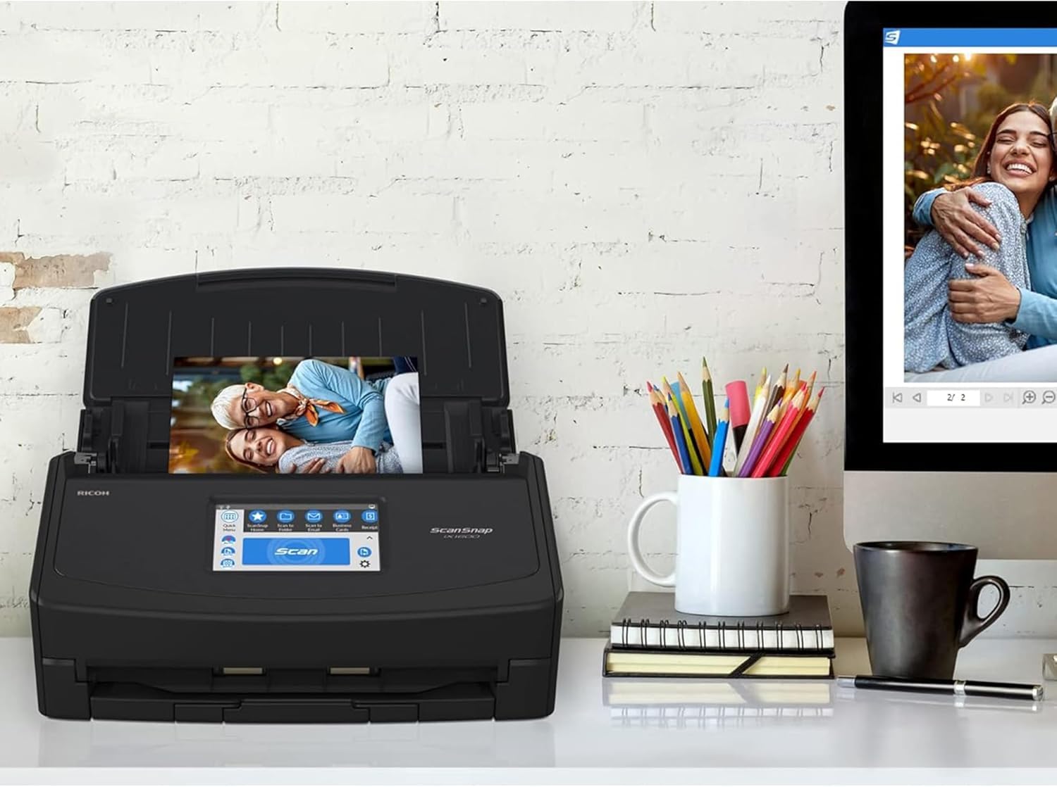ScanSnap iX1600 Profi-Büroscanner A4 – Hochleistungs-Duplex-Dokumentenscanner mit 50-Blatt ADF, 40 ppm, Touchscreen, WLAN & Cloud-Anbindung, USB 3.2, Schwarz