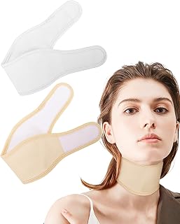 Uwbettry 2-Pack Thyroid Castor Oil Neck Wraps - Reusable Organic Cotton Flannel Compress for Detox, Inflammation Relief & Thyroid Health (White + Khaki)