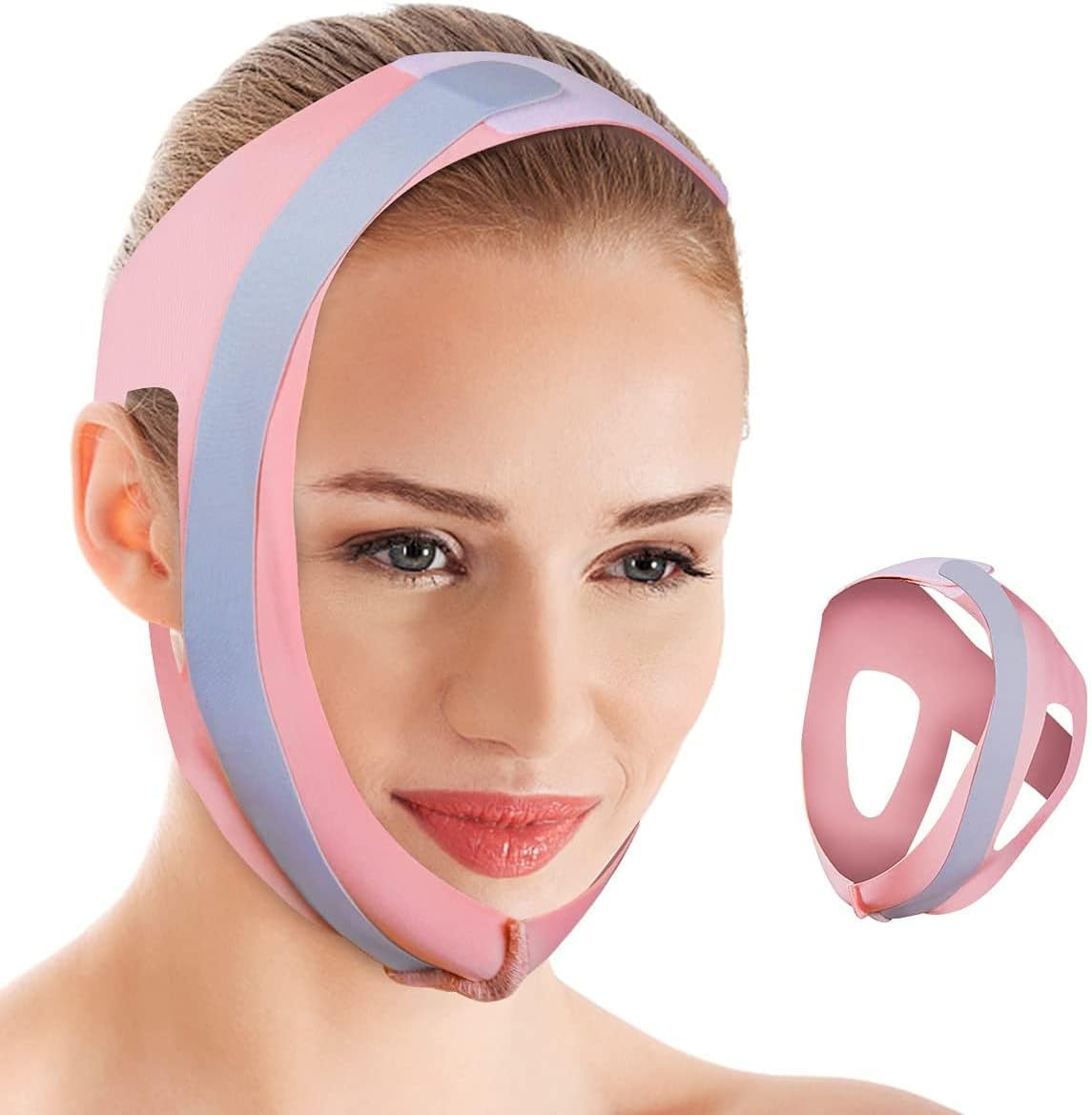 Anti Snoring Chin Strap, Comfortable Snoring Reduction Relief Snore Stopper, Breathable Adjustable Stop Snoring Head Band, Sleep Aid for Better Breath, Anti Snoring Devices for Men Women (Pink)