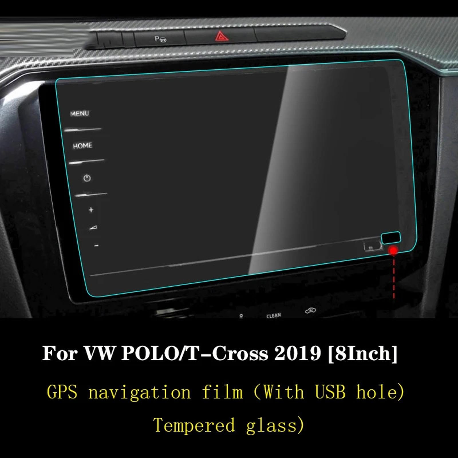 Pellicola Protettiva in Vetro temperato per Console Centrale per Auto, Pellicola Protettiva per VW Polo T-Cross 2019