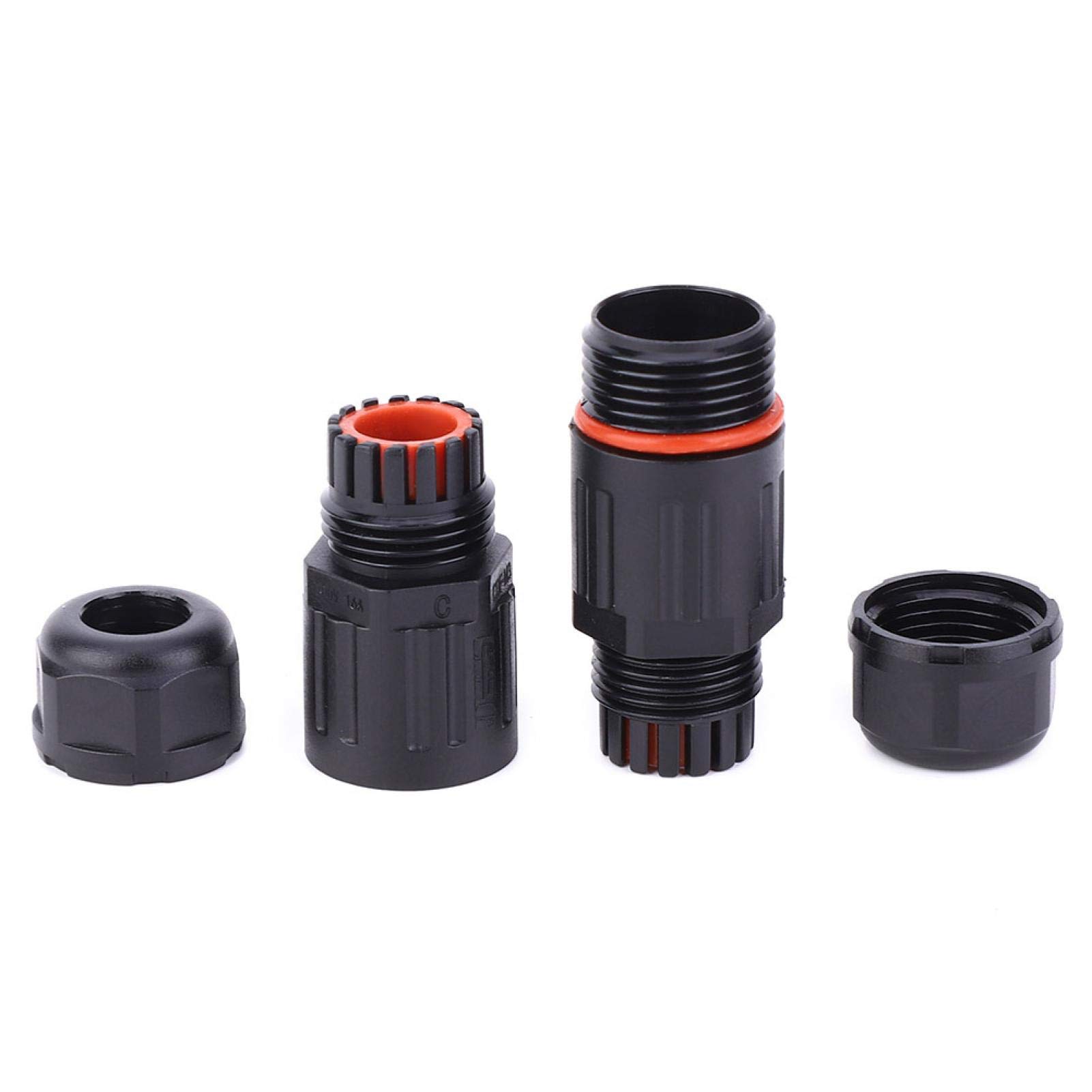 ASHATA Connettore Elettrico Impermeabile da 10 Pezzi a 3 Pin, 14〜30AWG Connettore per Cavo Elettrico Impermeabile IP68 Presa per Presa Esterna
