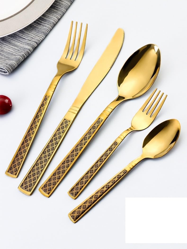 Silverware Flatware Cutlery Set, 4/16/24/32 Pieces Stainless Steel Tableware Hotel Household Light Luxury Water Ripple Steak Knife Fork Spoon Coffee Spoon