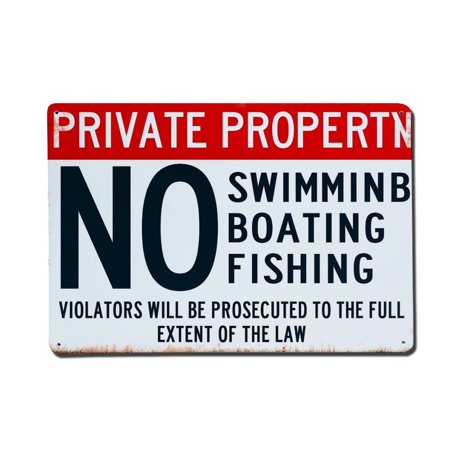 Private Property No Swimming Retro Metal Tin Sign, Vintage Metal Poster for Bar, Home, Man Cave, Kitchen, Laundry Room Art Decor 8x12 Inch