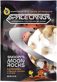 Space Candy Snoopy’s Caramel Moon Rocks Freeze-Dried Fudge Candy Crunchy Caramel Moon Rock Bites, Astronaut-Inspired Cosmic Candy, Peanuts, Gift, Fun USA Made Treat - 2.8oz Each (12 Pack)