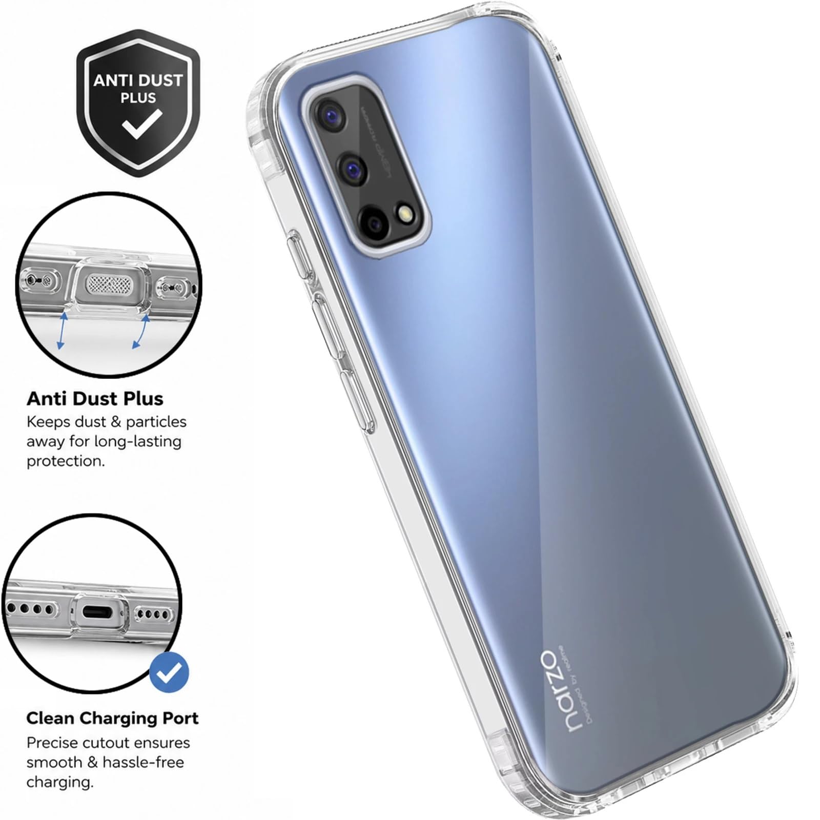Silicone Back Cover Case, Scratch Resistant Protective Crystal Clear Transparent Shock Proof Bumper Back Cover Case for Realme Narzo 30 Pro 5G — Amazon image 4