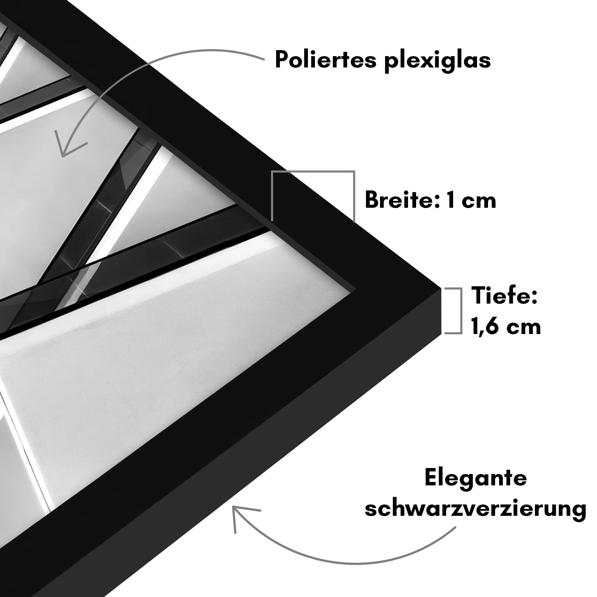 Americanflat Din A3 Bilderrahmen Set (5er Pack) - schmaler Fotorahmen mit poliertem Plexi-Scheibe - integrierte Aufhängung für Hoch- und Querformat - Schwarz