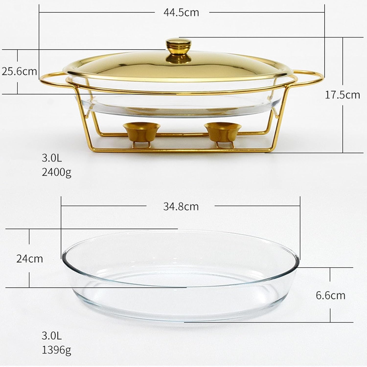 Ensemble Chauffe-Plats en Acier Inoxydable, Chauffe-Plats De Grande Taille avec Plateau Et Supports à Combustible pour Traiteurs, Mariages, Fêtes Et Banquets - Ensemble Silver