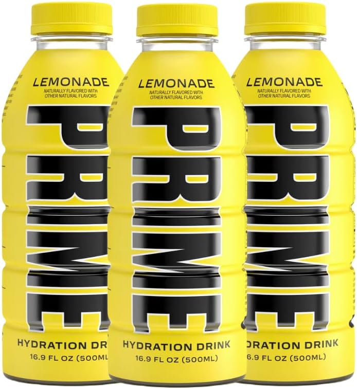 Newest Flavour Lemonade Prime Hydration Drink 3 Pack (3 Bottles, 16.9