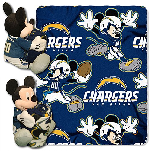 Image of Officially Licensed NFL Co-Branded Mickey Mouse Hugger and Fleece Throw Blanket Set, Multi Color, 40" x 50"