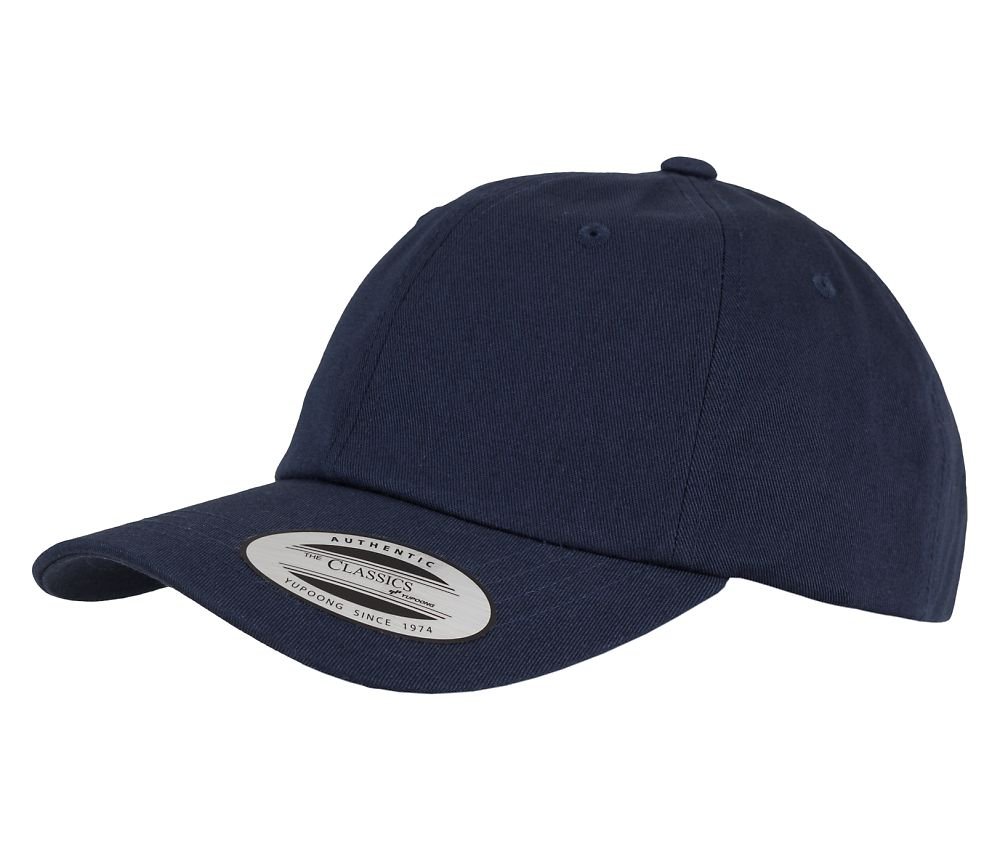 Yupoong Flexfit Low Profile Cotton Twill Unisex Dad Hat Cap für Damen und Herren, 6 Panel Baseball Cap unstructured mit Messingverschluss, navy, One Size