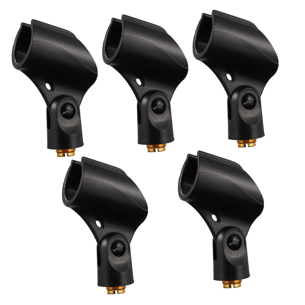 5pezzi Clip per Supporto Microfono con Adattatore Supporto Microfono in Plastica Nero Clip Sicuro Antiurto per Interni Esterni per Spettacoli Palcoscenico