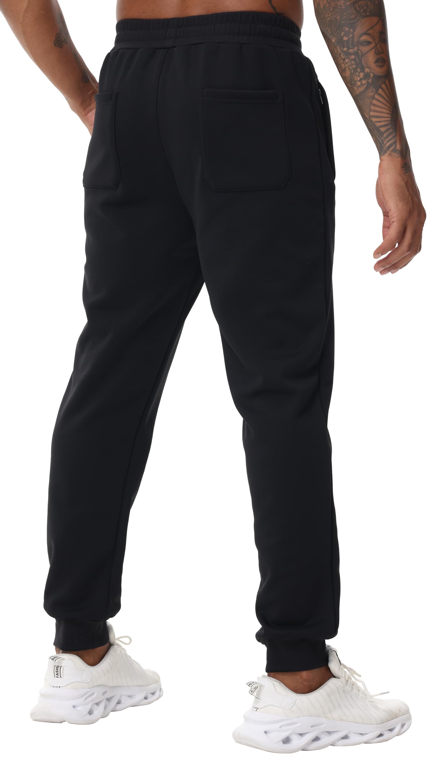 YuKaiChen Pantalones de chándal para hombre de forro polar cálido con forro, elásticos, pantalones deportivos de invierno, gruesos, con bolsillos con cremallera