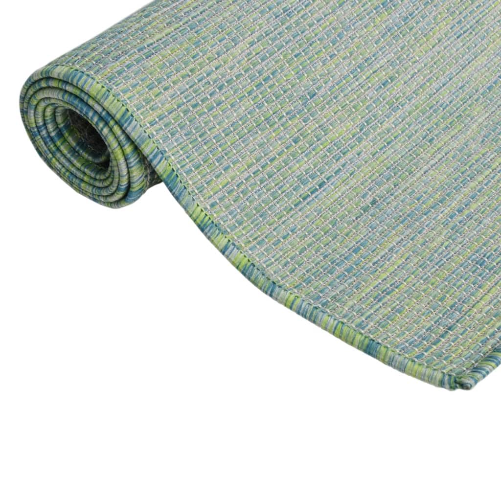 Tappeto per esterni, tessuto piatto, 100 x 200 cm, turchese, resistente alle intemperie, ai raggi UV, durevole, facile da pulire, per balcone, terrazza, pavimento esterno