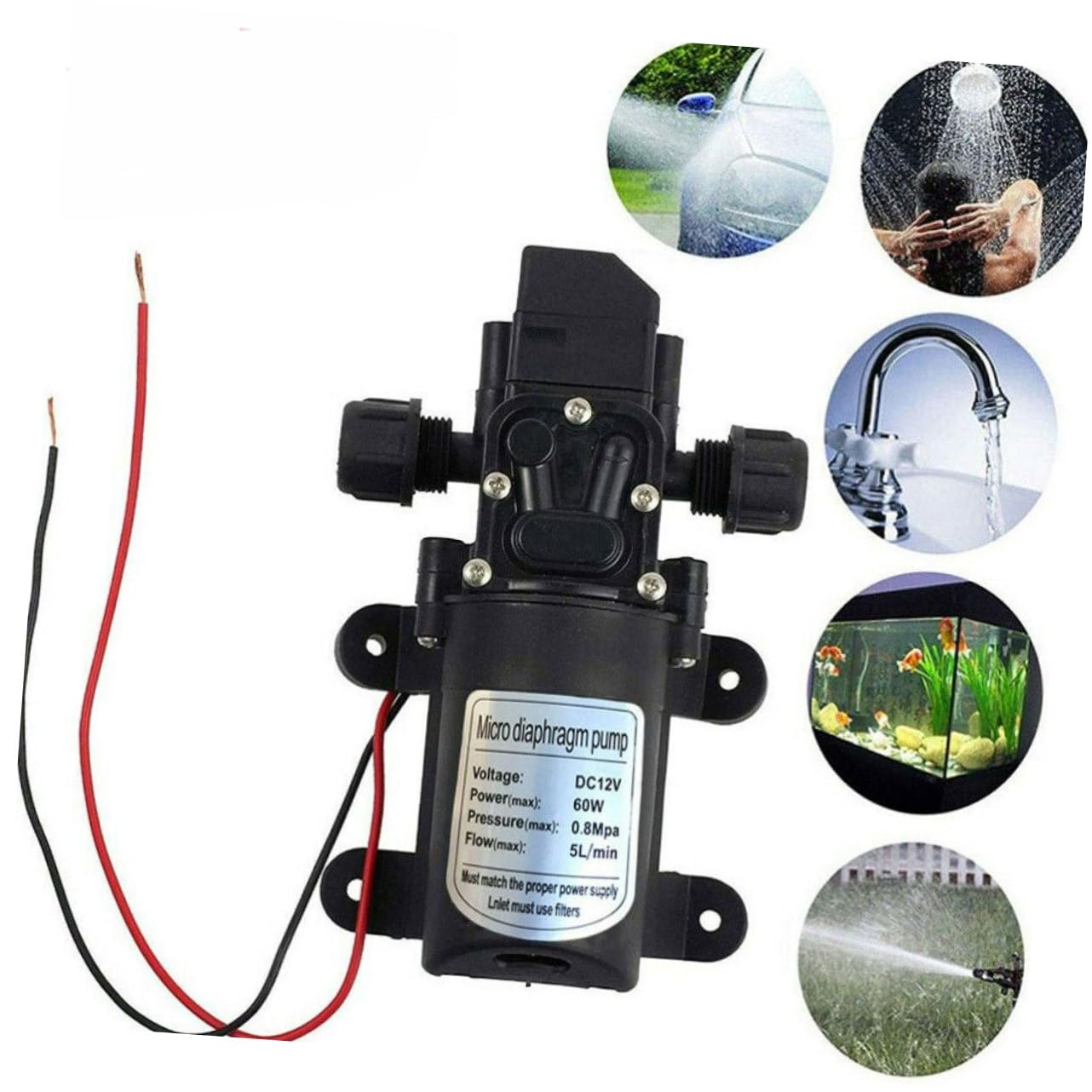 12v 60w Elektrische Membranpumpe für Hochdruck Wassertransfer
