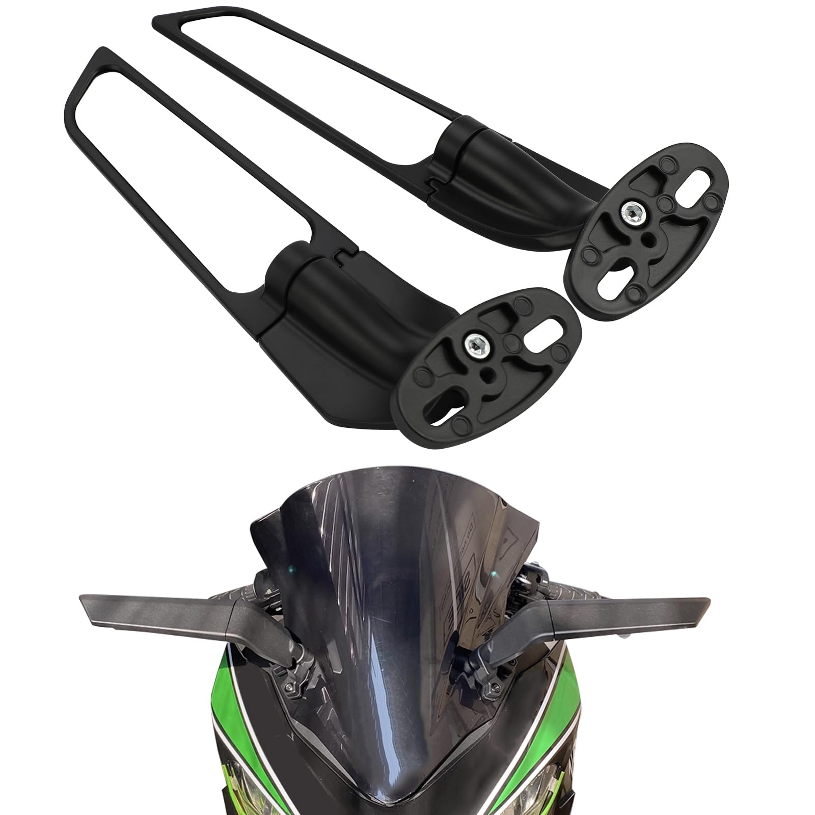 Specchietto retrovisore Laterale Girevole Moto Specchietti Laterali Supersport 360 Gradi Universali per ER6F ER6 F ZX6R ZX6 R Ninja 400 Ninja 300 Ninja 250 GSXR 600 GSXR 750 GSXR 1000 Bianco