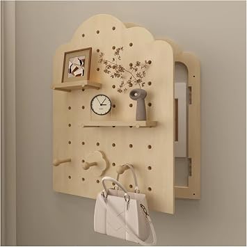 Breaker Box Cover Decorative Wall, with Shelves Hide Electric Panel Cover Decorative Box, Decorative Painting Storage Shelf, No Punching Decorative Wall PanelsA-Brown,40x50cm