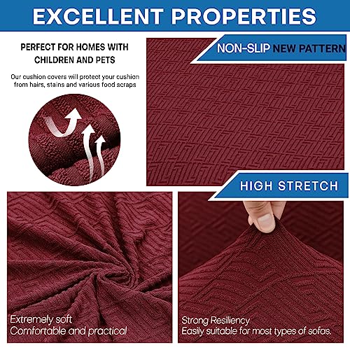XINEAGE 2025 New 2 Pieces Chair Covers with Arms Super Stretch Chair Slipcover for Living Room Pet Dog Universal Slip Cover Anti Slip Armchair Furniture Protector (Wine Red), 31"-46"(1 Cushion)
